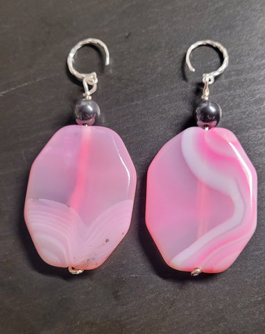 Natural Agate, Silver earrings