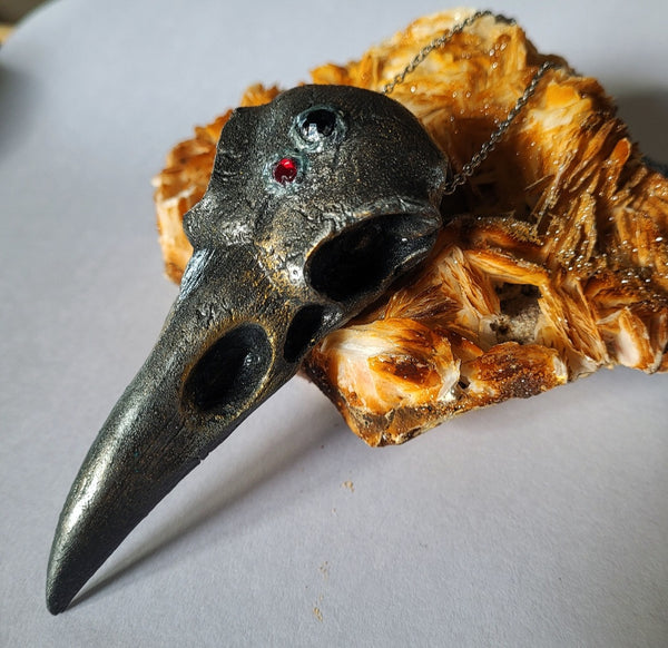 Raven skull pendant